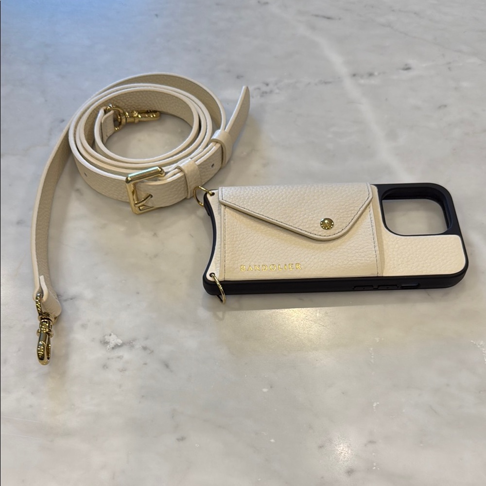 Bandolier Ivory Phone Case with Gold Accents
